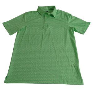Greg Norman Green Palm Tree Print Golf Polo Shirt Men Size S Play Dry Stretch